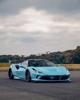 F8 Ferrari Auto Body Kit LB Style Blauer Kohlenstofffaserspoiler Lippe Breite Karosserie Kit Radbogen