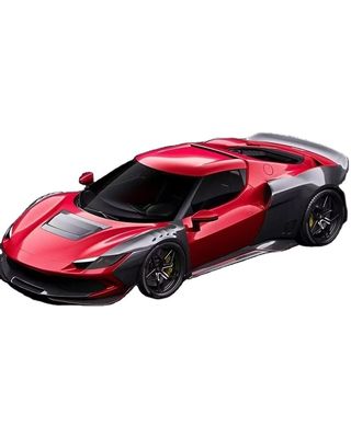 Rote Ferrari 296 Fahrzeugkarosserie ZE-Stil Diffusor Kohlenstofffaser Vorderlip Spoiler