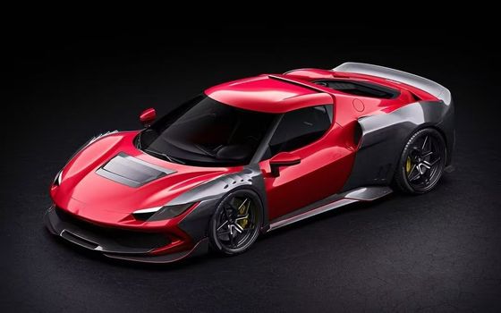Rote Ferrari 296 Fahrzeugkarosserie ZE-Stil Diffusor Kohlenstofffaser Vorderlip Spoiler