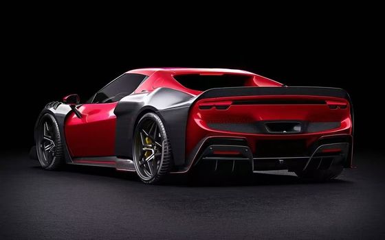 Rote Ferrari 296 Fahrzeugkarosserie ZE-Stil Diffusor Kohlenstofffaser Vorderlip Spoiler