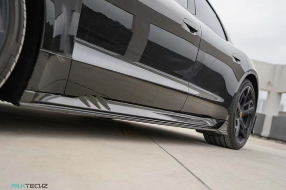 Trockene Kohlenstofffaser Kohlenstofffaserkörper für Porsche Taycan Taycan Upgrade PAKTECHZ Stil Front Schaufel Diffuser Spoiler Körperkit