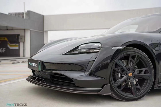 Trockene Kohlenstofffaser Kohlenstofffaserkörper für Porsche Taycan Taycan Upgrade PAKTECHZ Stil Front Schaufel Diffuser Spoiler Körperkit