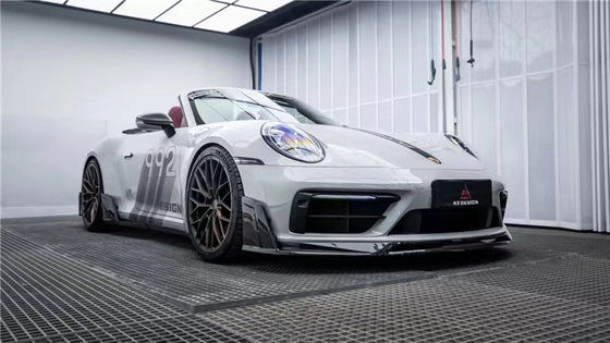 Für Porsche 992s Kohlenstofffaserkörper-Kit 992s AE Stil Trockener Kohlenstofffaser Front Lippendiffuser Spoiler Seitenrock