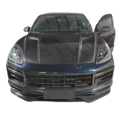 2019 Schwarzer Porsche Cayenne Karosserie-Kit TH Style Motorhaube Deckel Trockene Kohlenstofffaser