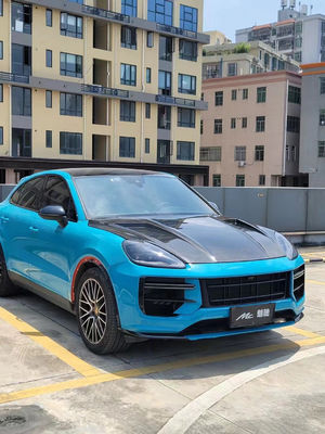 2019 Schwarzer Porsche Cayenne Karosserie-Kit TH Style Motorhaube Deckel Trockene Kohlenstofffaser
