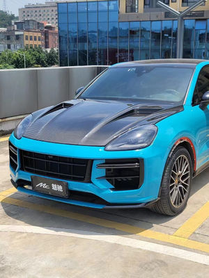 2019 Schwarzer Porsche Cayenne Karosserie-Kit TH Style Motorhaube Deckel Trockene Kohlenstofffaser