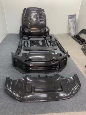 Für Nissan GTR R35 Kohlenstofffaserkörper-Kit GTR Upgraded Top Style Kohlenstofffaser Front und Heck Stoßfänger Seitenrock Spoiler