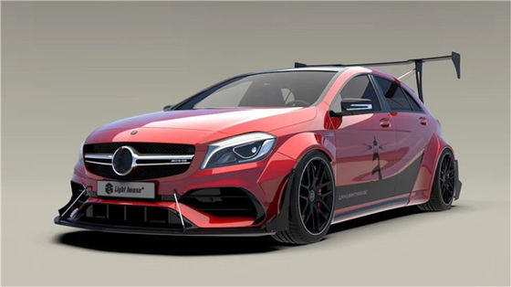 Für Mercedes AMG A45 Kohlenstofffaser-Karosserie-Kit A45 Upgraded Top Style Front Schaufel Diffuser Spoiler Breitkörper-Kit